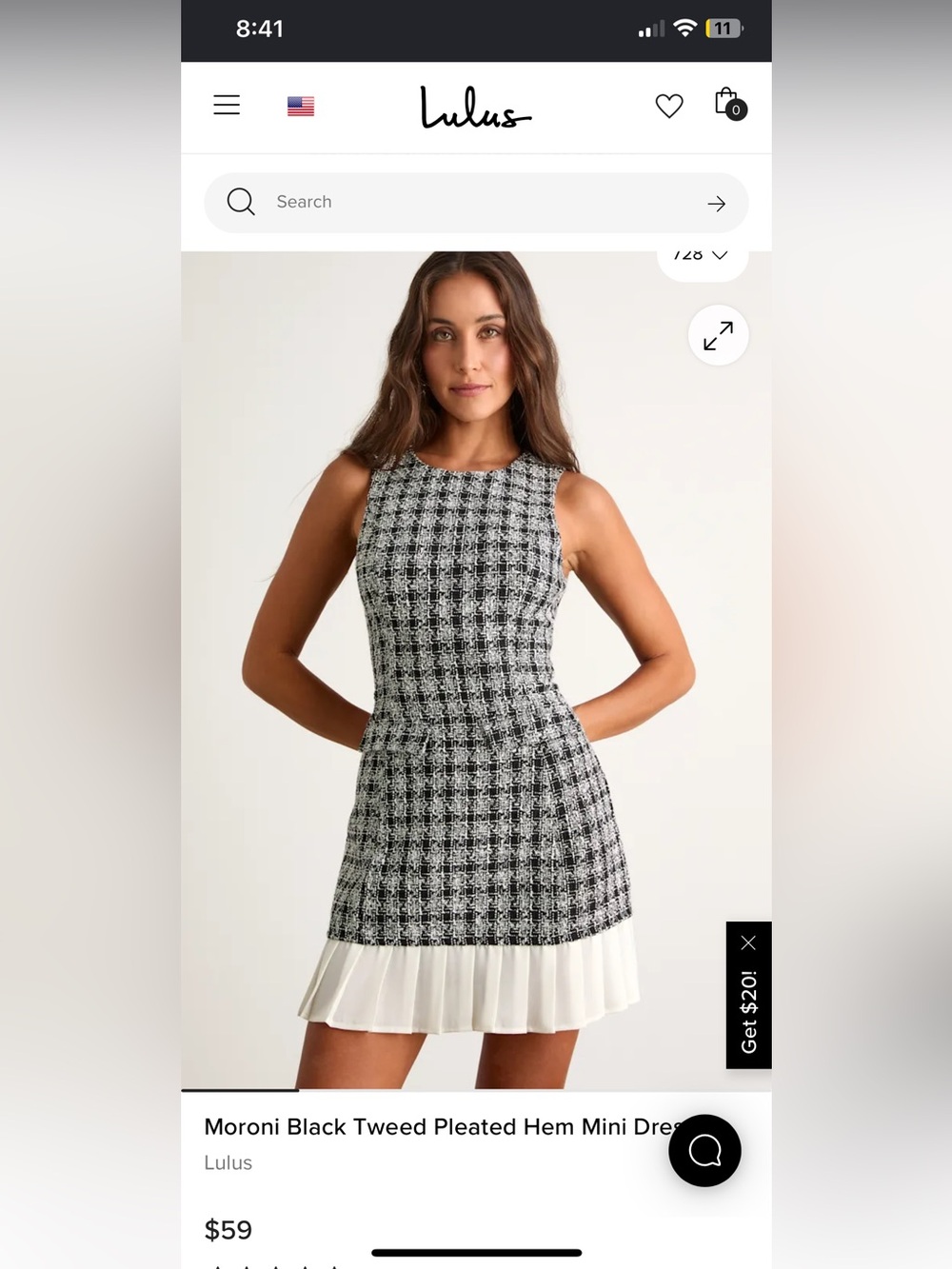 Lulus Moroni Black Tweed Pleated Hem Mini Dress
